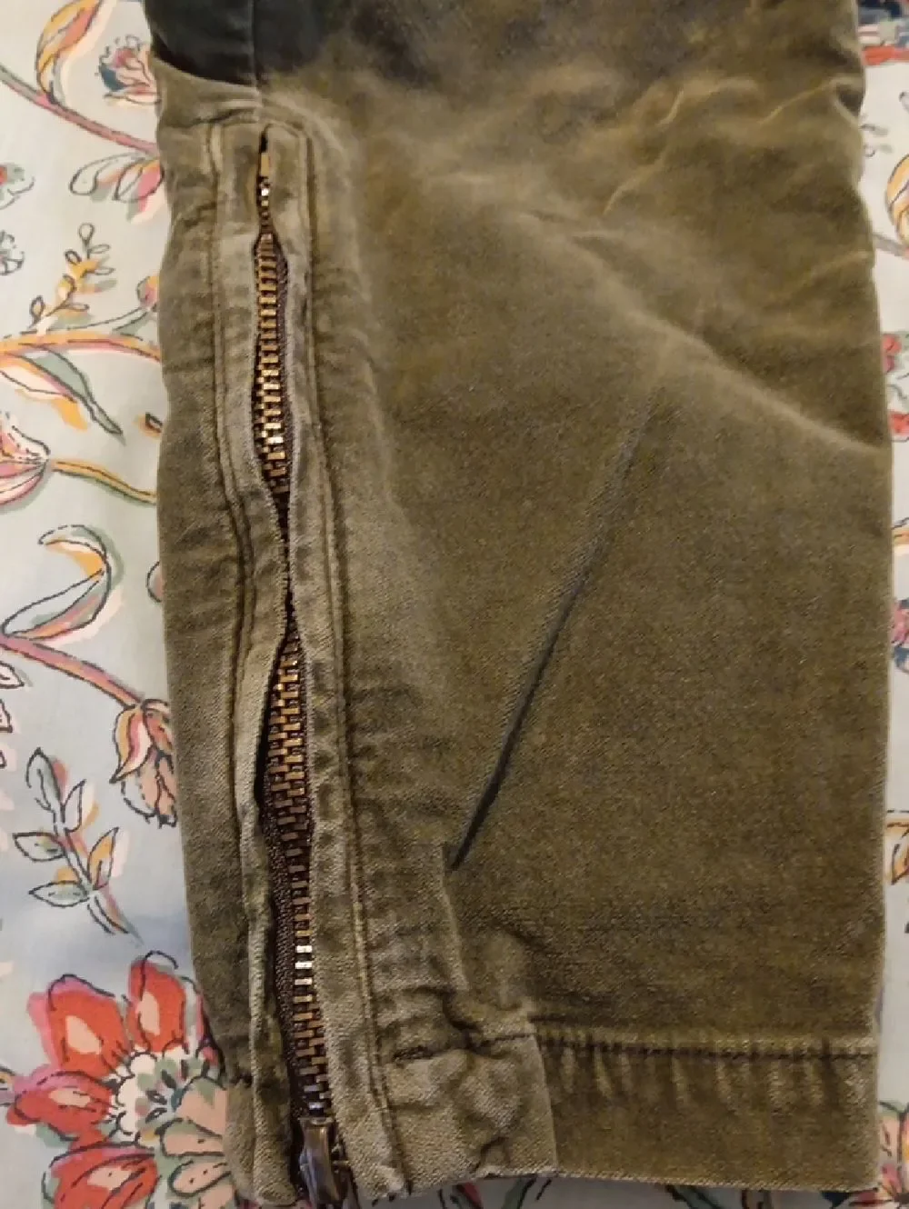 FP Free People Velvet Moto Stretch Zipper Slim Pants